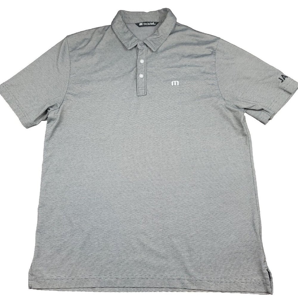 Travis Mathew Mens‎ L Shirt Performance Pima Cotton Polo Black White Striped